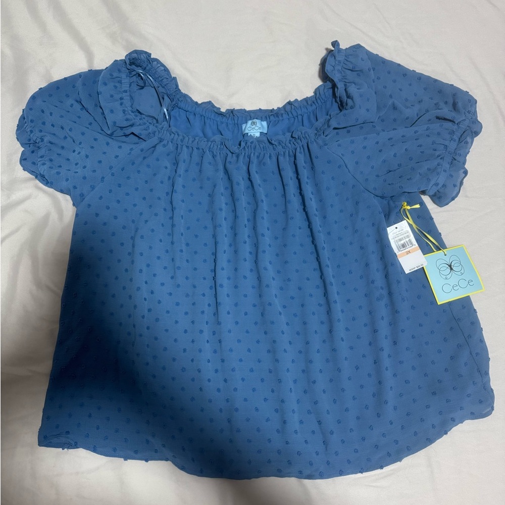 CeCe women’s Ruffled Blue Blouse